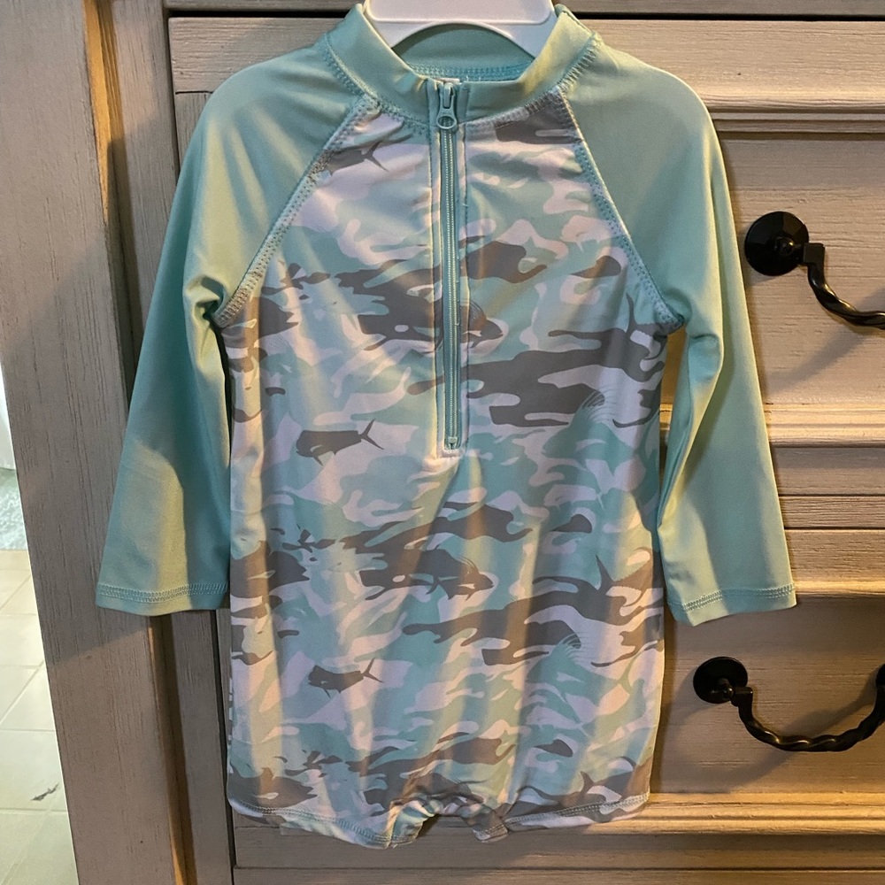 Baby boys Crown Ivey Camo Swim Onesie